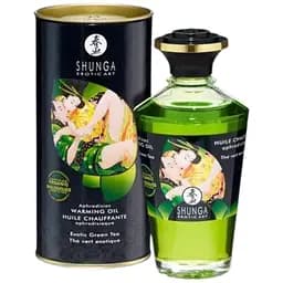 Органическое согревающее масло Shunga Aphrodisiac Warming Oil Exotic green tea без сахара 100 мл