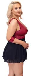 Сорочка Cottelli Collection Bondage Plus Babydoll 4XL чорний з червоним - мініатюра 6