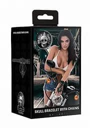 Браслет Skulls and Bones - Bracelet with Skulls and Chains - Black Ouch! 36-OU307BLK 98975 - мініатюра 2