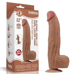 Фалоімітатор - Sliding-Skin Dual Layer Dong 12" Brown - мініатюра 1
