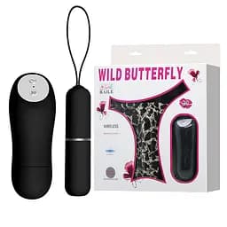 Трусики з вібропулею Wild Butterfly Black - мініатюра 1