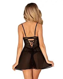 Пеньюар та трусики Obsessive Chemeris babydoll & thong XS/S - мініатюра 2