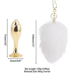 Металева анальна пробка Кролячий хвост Lockink Sevanda White Bunny-Tail Anal Rose-shape Plug - мініатюра 7