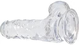Прозорий фалоімітатор Addiction - Clear Dildo with Balls 6″, віброкуля в подарунок - мініатюра 3