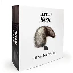 Силіконова анальна пробка Art of Sex з хвостом із натурального хутра Size M Artctic fox - мініатюра 6