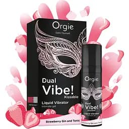 Рідкий вібратор Orgie Dual Vibe! Strawberry Gin And Tonic 15 мл - мініатюра 2