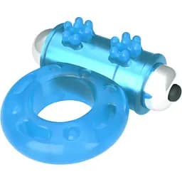 Неоновое эрекционное кольцо с вибрацией Lovetoy Lumino Play голубой