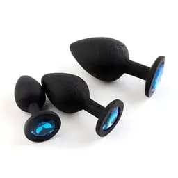 Набір анальних пробок силіконових з кристалом 72x27 мм / 80x35 мм / 94x42 мм чорний