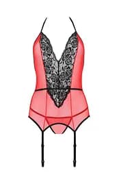 Корсет з пажами для панчох Passion Peonia CORSet L/XL red стрінги - мініатюра 3