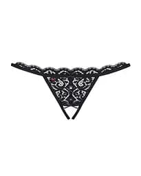 Мереживні танги з двома отворами Obsessive 831-THC-1 crotchless thong S/M - мініатюра 5