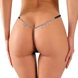 Сексуальные трусики с цепочкой Bad Bitch черные XS-М