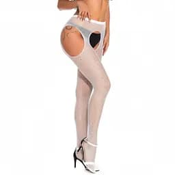 Колготки з вирізами та стразами еротичні блискучі Very Sexy One size білий