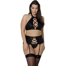 Комплект из экокожи Passion Nancy Set black 6XL/7XL