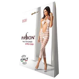 Сітчастий бодістокінг із відкритим животом Passion BS081 white One size - мініатюра 5