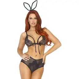 Еротичний костюм Leg Avenue Roleplay Bedroom Bunny Black One size