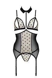 Корсет з відкритими грудьми Passion DOMINICA CORSet XXL/XXXL beige пажі для панчіх стрінги - мініатюра 3