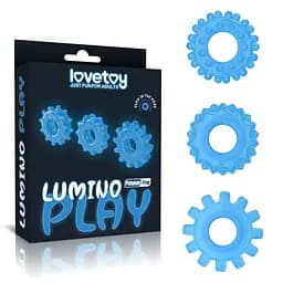 Набір ерекційних кілець Lovetoy Lumino Play 3 шт. блакитний - мініатюра 14