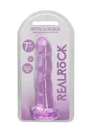 Фалоімітатор RealRock Crystal Clear 7" 18 см (фіолетовий) - мініатюра 5