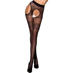 Эротические колготки Passion Tiopen 002 nero 1/2 (20 den) имитация чулок и пояса