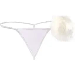 Стрінги S&L Зайчик зі спокусливим хвостиком S/M/L Білий K0537-2