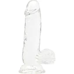 Прозорий фалоімітатор Addiction - Clear Dildo with Balls 6″, віброкуля в подарунок