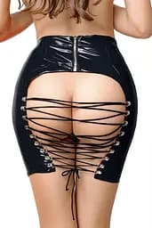 Спідниця Glossy Wetlook Leanne L чорний - мініатюра 3