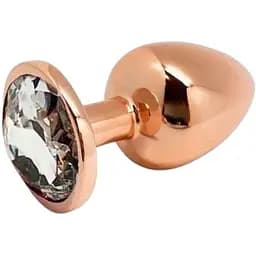Металлическая анальная пробка Wooomy Tralalo Rose Gold Metal Plug size L диаметр 4 см длина 9 см