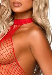 Бодістокінг Leg Avenue Racer neck bodystocking Red - мініатюра 3