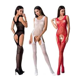 Бодістокінг Passion BS061 комбінезон імітація панчохи S/M/L white - мініатюра 3