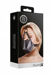 Маска-кляп Head Harness with Mouth Cover and Solid Ball Gag - Black Ouch! 36-OU895BLK 100291 - мініатюра 6
