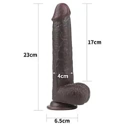 Фалоімітатор LoveToy Sliding Skin з подвійного матеріалу 23 см коричневий - мініатюра 3