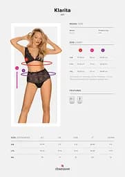 Комплект білизни Obsessive Klarita S/M чорний - мініатюра 7