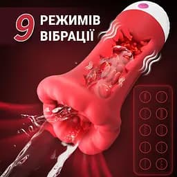 Розумний автоматичний мастурбатор Big Mouth червоний 16 см, інтерактивний телескопічний смарт-мастурбатор із керуванням через додаток - мініатюра 4