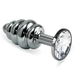 Металлическая анальная пробка с кристаллом Lovetoy Spiral Metal Plug 6.8 см (прозрачный)