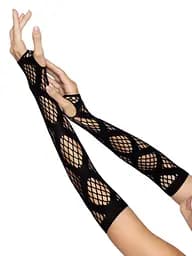 Довгі мітенки Leg Avenue Faux wrap net arm warmers One size Black велика сітка - мініатюра 2