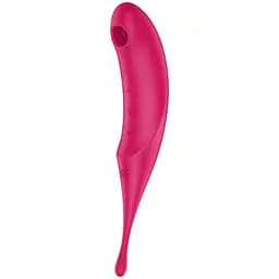 Вакуумный стимулятор клитора с вибрацией Satisfyer Twirling Pro красный