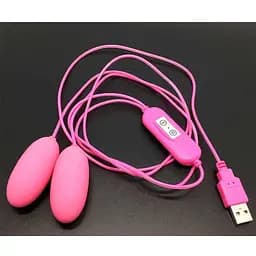 Подвійне віброяйце для жінок 10 режимів вібрації 5,5 см з usb фіолетовий - мініатюра 2
