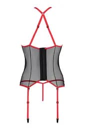 Корсет з пажами PassionSatara CORSet L/XL red стрінги мереживо застібки спереду та ззаду - мініатюра 4