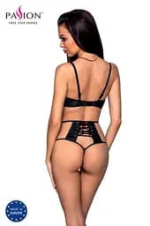 Комплект білизни Passion TASMINA Set S/M black ліф високі трусики з корсетом ззаду - мініатюра 2
