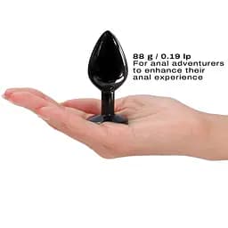Металева анальна пробка з кристалом Dorcel Diamond Plug Black M - мініатюра 3