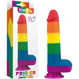 Фаллоимитатор LoveToy 9'' Prider 22.5 см радужный