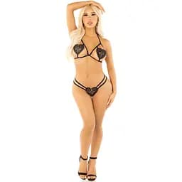 Комплект Leg Avenue Open Cup Bra and Pearl stRing One Size - мініатюра 4