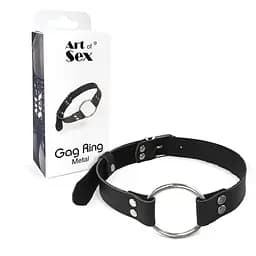 Кляп Металеве кільце з натуральної шкіри Art of Sex - Gag Ring Metal, колір Чорний - мініатюра 3