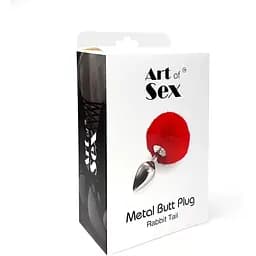 Металева анальна пробка М Art of Sex Bunny Tails Butt plug Білий - мініатюра 4
