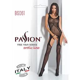 Бодістокінг Passion BS061 комбінезон імітація панчохи S/M/L black - мініатюра 7