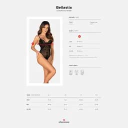 Боді Obsessive Bellastia otwarte XS/S чорний - мініатюра 7