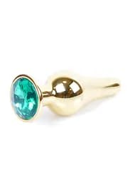 Анальна пробка - Jewellery Gold Long Plug Green - мініатюра 3