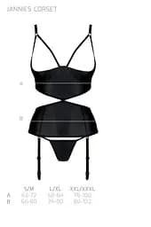 Корсет з відкритими грудьми Passion JANNIES CORSet S/M black стрінги в наборі - мініатюра 7