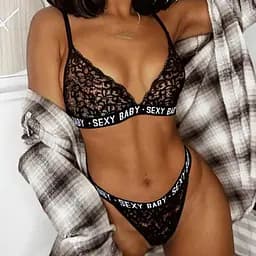 Прозорий комплект жіночої еротичної білизни "Sexy Baby" L Чорний