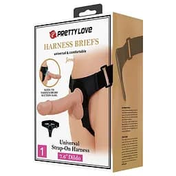 Страпон Pretty Love Harness Briefs Jerry 21.8 см тілесний